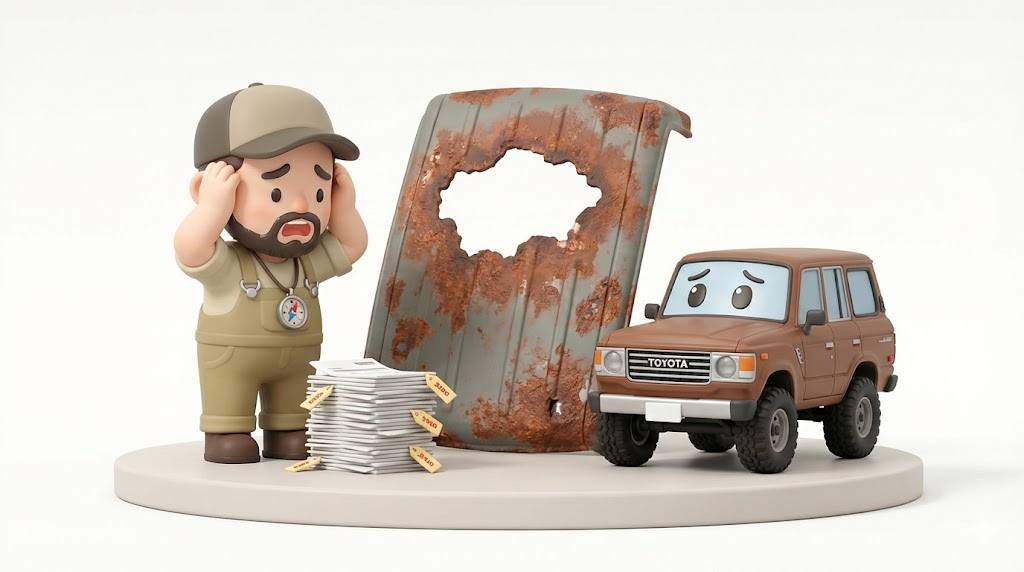 ランクル60錆対策｜ルーフ腐食修理100万の真実！板金チェック法