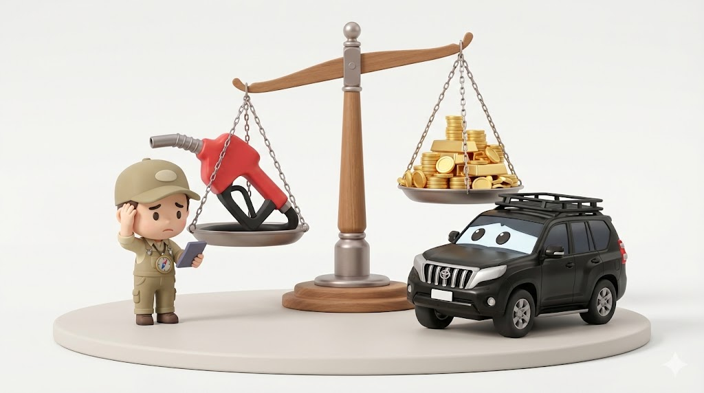 プラド150実燃費は5km？ガソリンvsディーゼル年間11万差