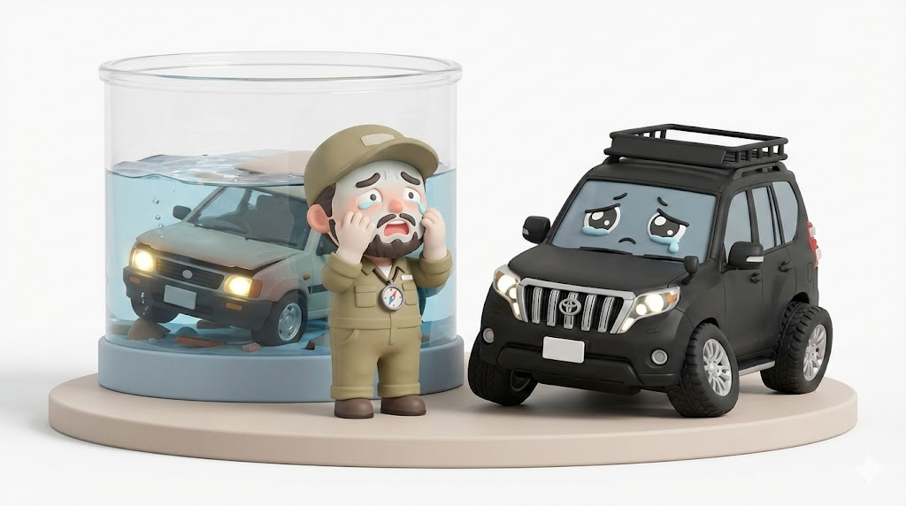 プラド150ヘッドライト後期化の罠｜ポン付け水没で8万円の損