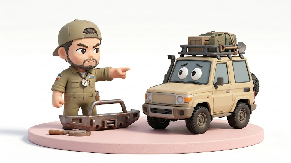 ランクル70バンパー交換の罠｜80kg増の地獄と車検NGの悲報