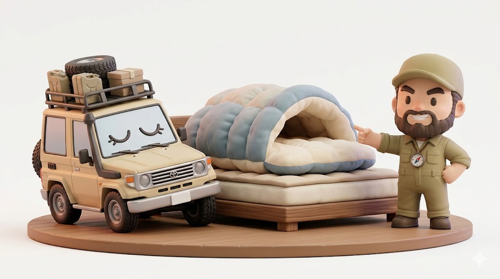 ランクル70車中泊【警告】140cmの絶望…段差解消ベッドの正解