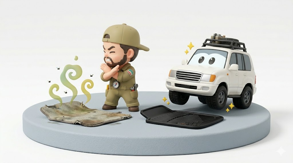 ランクル100フロアマット【警告】洗うな!1分で蘇るラバーが正解