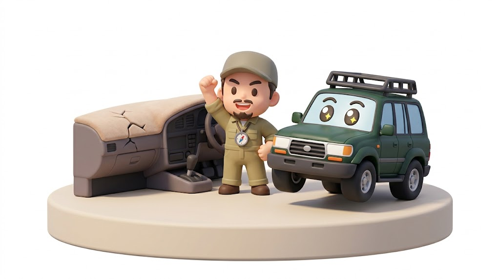 ランクル80内装の絶望|新品廃盤!ダッシュ割れは1万円で隠せ