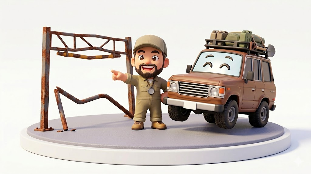 ランクル60ルーフラック【警告】2.3mの壁と雨どいサビ地獄