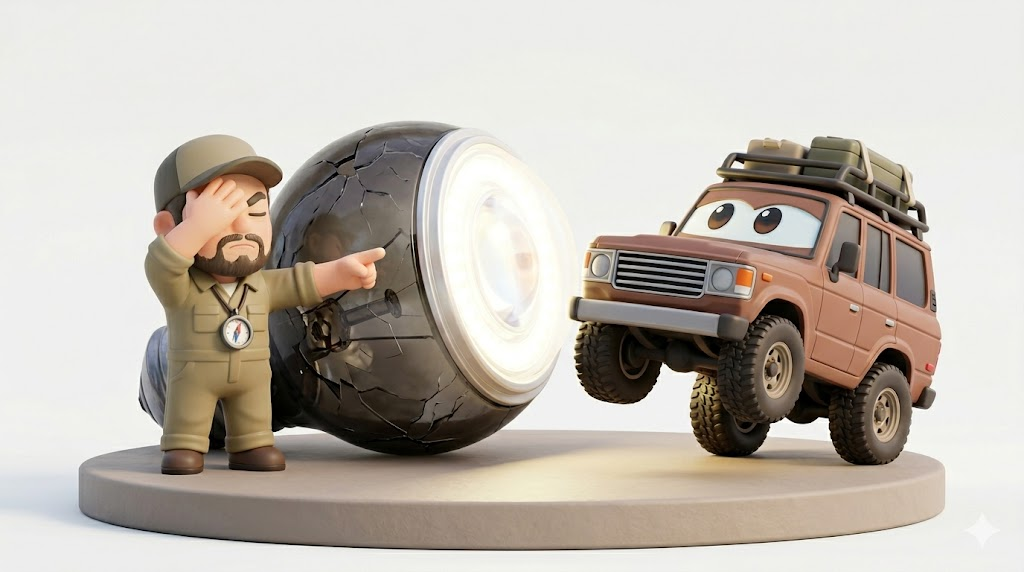 ランクル60ヘッドライト交換【悲報】シールドビームのH4 LED化